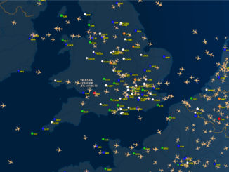 A typical flight tracking scene from FlightAware