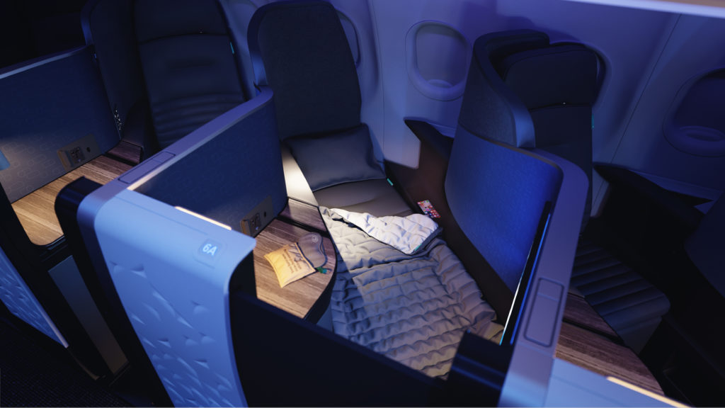 The fold flat bed will make transatlantic flights more comfortable
