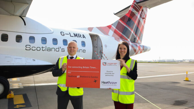 Loganair CEO Jonathan Hinkles and Heathrow’s Aviation Director, Joanna Taso