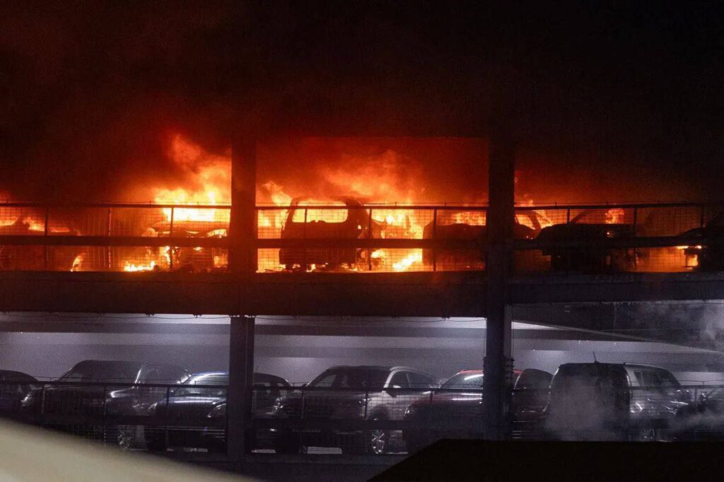 Luton Airport car park fire (image: News Use / X)