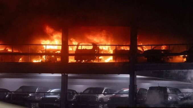 Luton Airport car park fire (image: News Use / X)