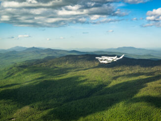 ALIA SN1 flies over the Green Mountains on the way home to Burlington, Vermont from Manchester, New Hampshire