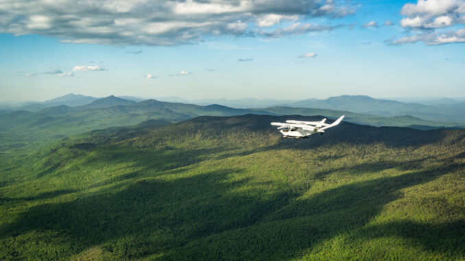 ALIA SN1 flies over the Green Mountains on the way home to Burlington, Vermont from Manchester, New Hampshire