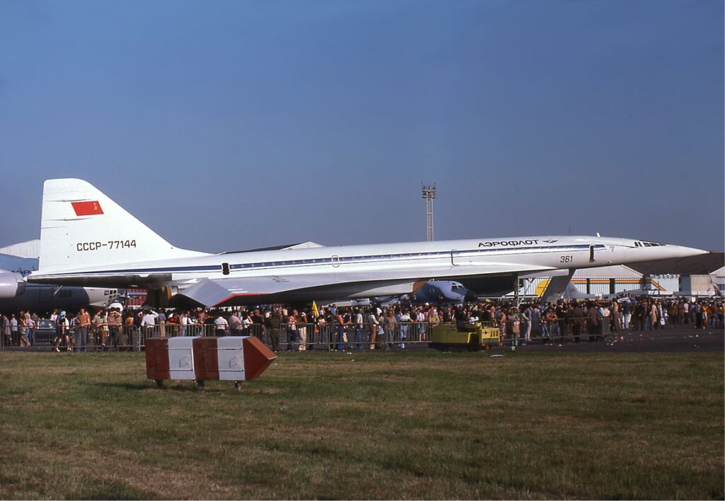 Aeroflot Tupolev Tu-144 at the Paris Air Show in 1975 (image: Michel Gilliand /GFDL/Wikimedia)