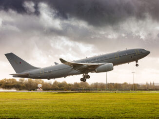 The first 100% SAF powered RAF Voyager takes flight (MOD Crown Copyright)