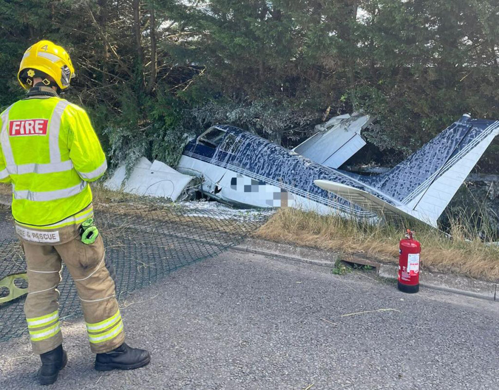 Cotswold Airport Crash (Direst & Wiltshire Fire & Rescue/Facebook)