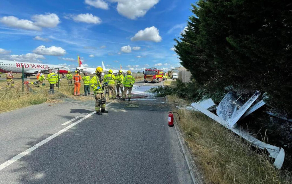 Cotswold Airport Crash (Dorset & Wiltshire Fire and Rescue/Facebook)