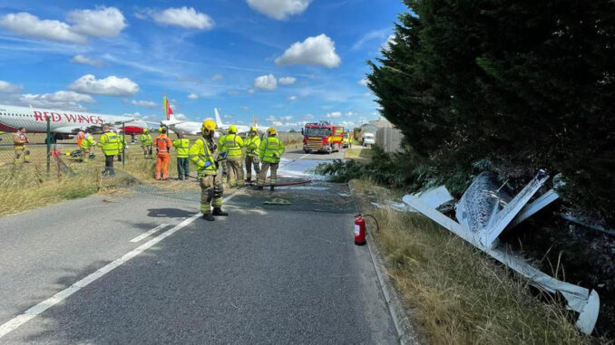 Cotswold Airport Crash (Dorset & Wiltshire Fire and Rescue/Facebook)