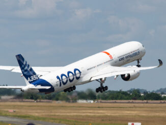 Airbus A350-100 gets airborne at the 55th Paris International Airshow (Image: UK Aviation Media)