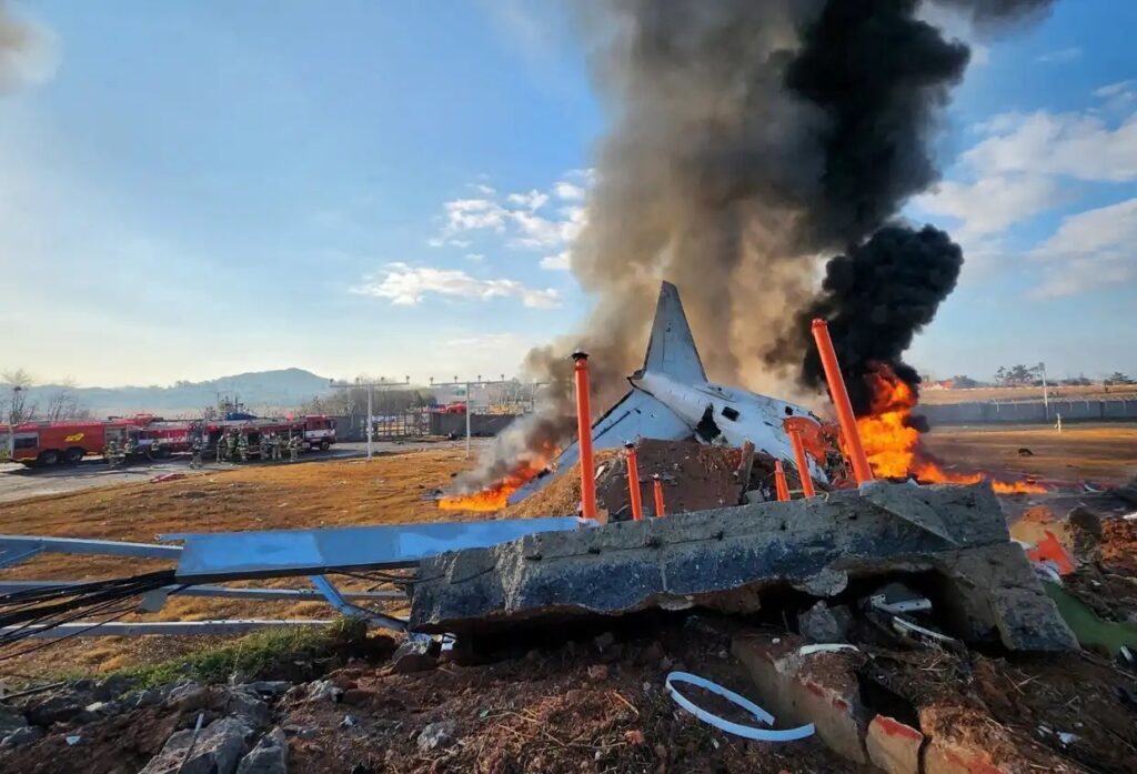 An image widely shared on social media shows the aftermath of the Jeju Air crash in South Korea