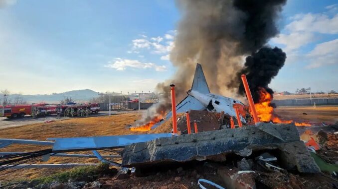 An image widely shared on social media shows the aftermath of the Jeju Air crash in South Korea