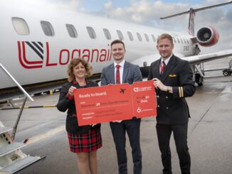 Loganair Cabin Crew, Beverley Law; Chief Commercial Officer at Loganair, Luke Lovegrove; First Officer at Loganair, Jordan Cameron