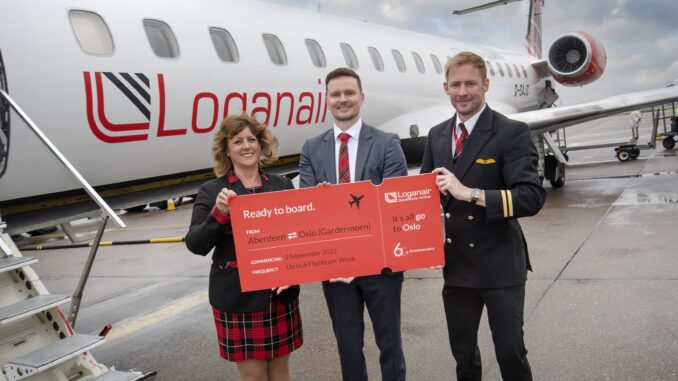 Loganair Cabin Crew, Beverley Law; Chief Commercial Officer at Loganair, Luke Lovegrove; First Officer at Loganair, Jordan Cameron