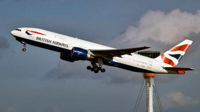 A british airways plane departs London Heathrow