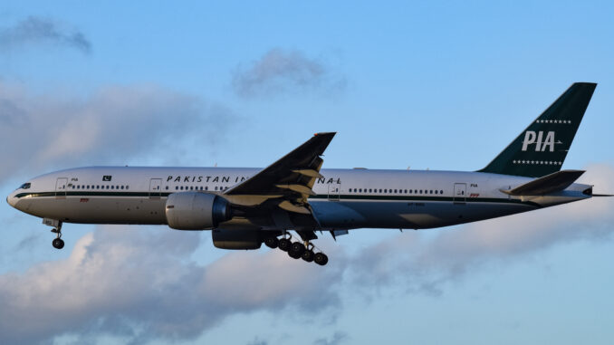 PIA 777 landing at Heathrow