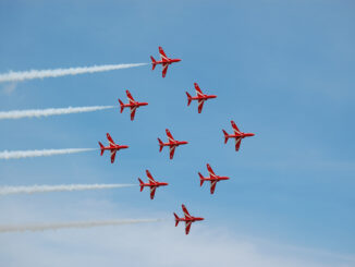 The Red Arrows in Diamond Nine (Image: UK Aviation Media)