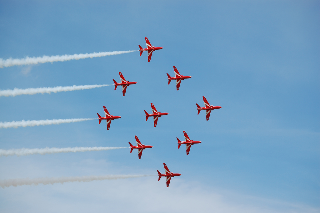 The Red Arrows in Diamond Nine (Image: UK Aviation Media)