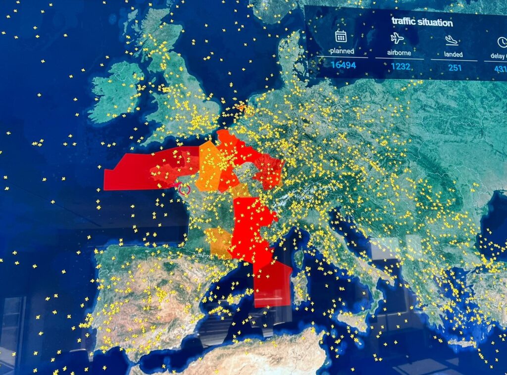 Ryanair's impact map of French ATC Strike