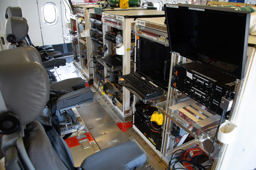 Flight test engineers station on the Boeing 777-9