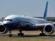 The Boeing 777-9 lines up on Runway 24 at Farnborough (Image: Max Thrust Digital)