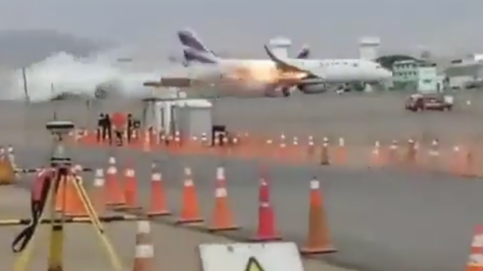 The moment a LATAM airbus hits a fire engine in Peru