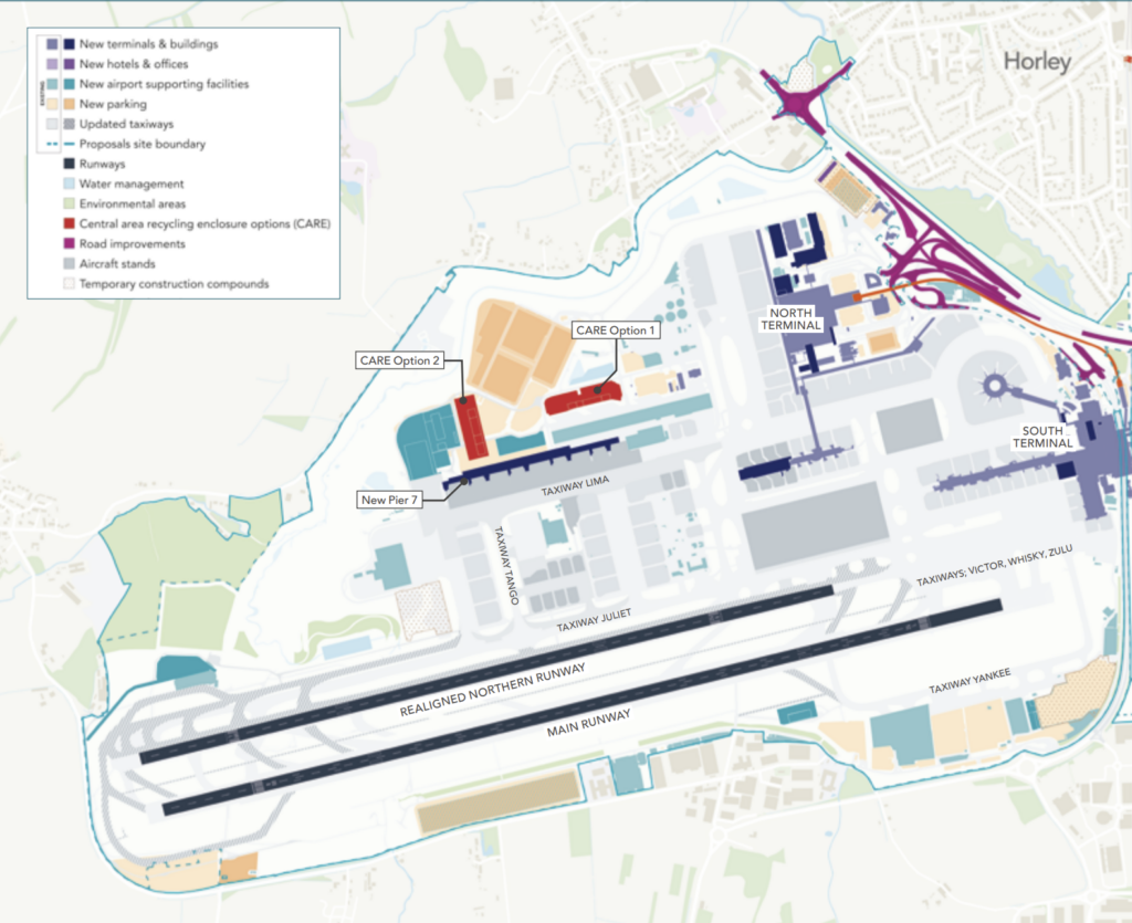 Gatwick Airport dual runway map