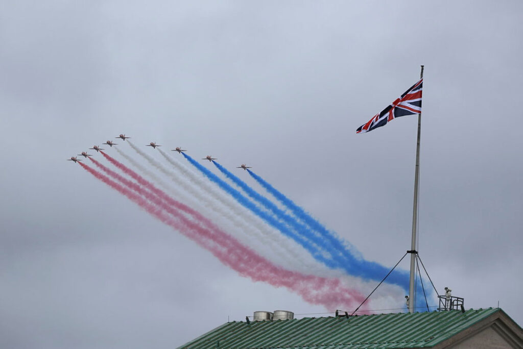 Red Arrows pass over Buckingham Palace (Image: Crown Copyright 2023)