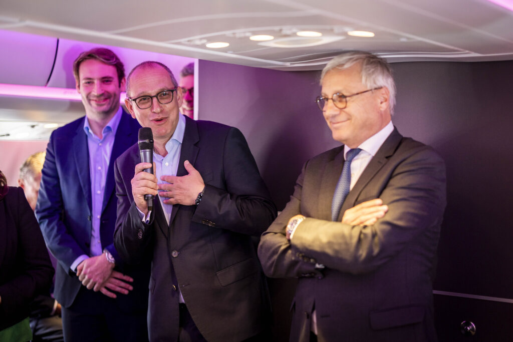 Virgin Atlantic announce the order of seven Airbus A330-900neos at the Farnborough Airshow 2024 which will complete $17 Billion fleet transformation into one of the youngest cleanest fleets across the Atlantic. Pictured Virgin Atlantic CEO Shai Weiss and Airbus CEO, Commercial Aircraft Christian Scherer.