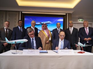 Paul Meijers, Airbus Executive Vice President - Commercial Transactions Bander Al Mohanna, Flynas Chief Executive Officer