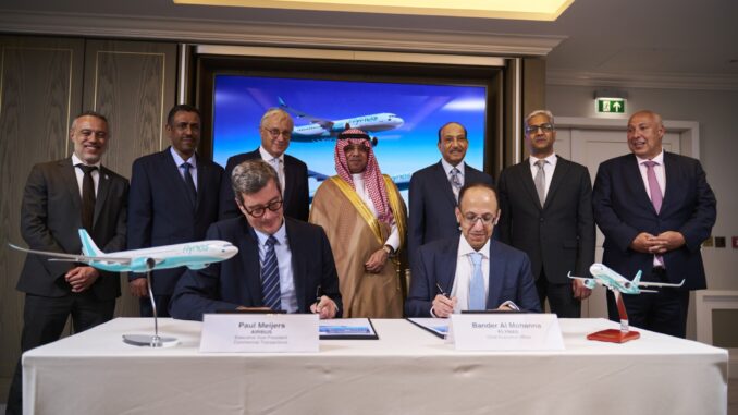 Paul Meijers, Airbus Executive Vice President - Commercial Transactions Bander Al Mohanna, Flynas Chief Executive Officer